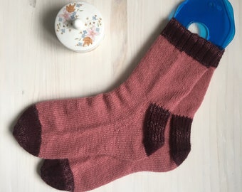 chaussettes bicolores rose/bordeaux