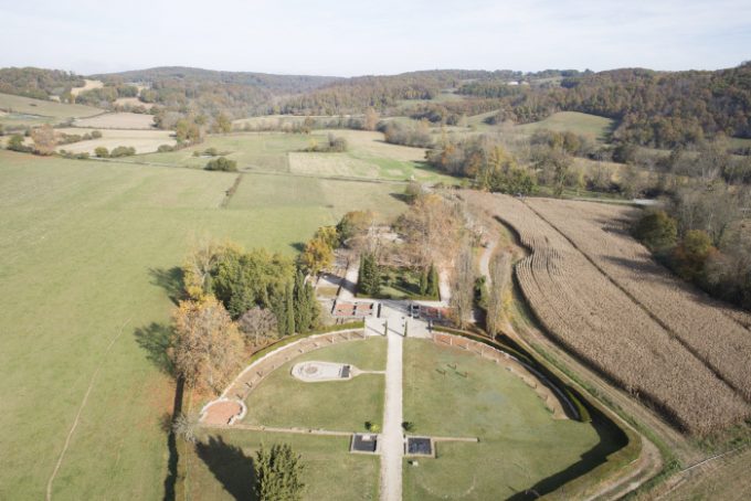 Villa-Gallo-romaine-de-Lassalles-Montmaurin-Vue-aerienne-de-l-entree—FORTIN-Ludovic-CMN